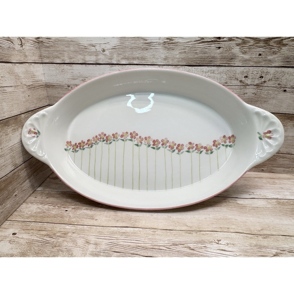 VTG Tradition France Fleurs des Champs Au Gratin Baking Serving Dish 12 x7"